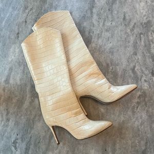 Schultz Maryana Crocodile-Embossed Leather Boots 🔥